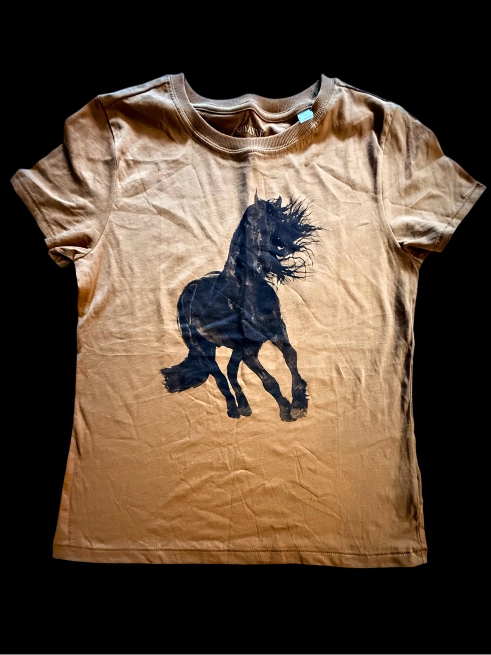 Shyanne Pecan Brown Graphic Tee Black Stallion NWOT